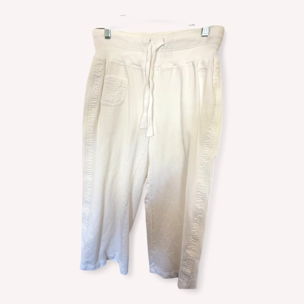 Oleg Cassini Sport White Drawstring CAPRI Cotton Casual Pants Gym Beach Lounge